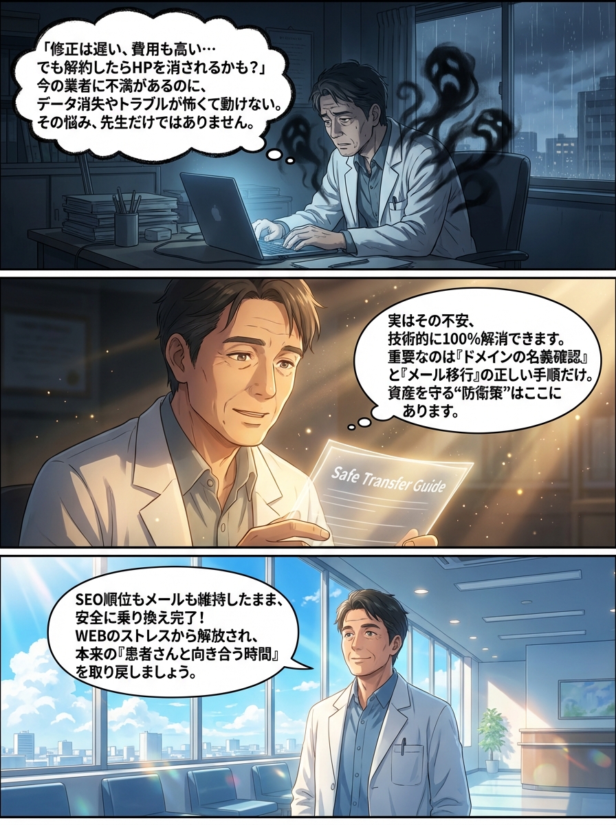 クリニックのホームページ制作会社を乗り換える手順と注意点｜失敗を防ぐチェックリスト