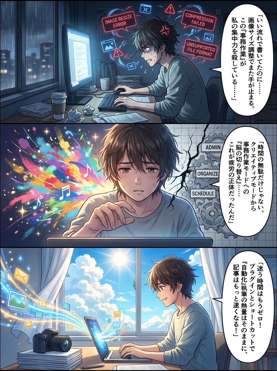 画像軽量化が「面倒」な人への処方箋|1枚ずつ圧縮する手間をゼロにする自動化の全手順