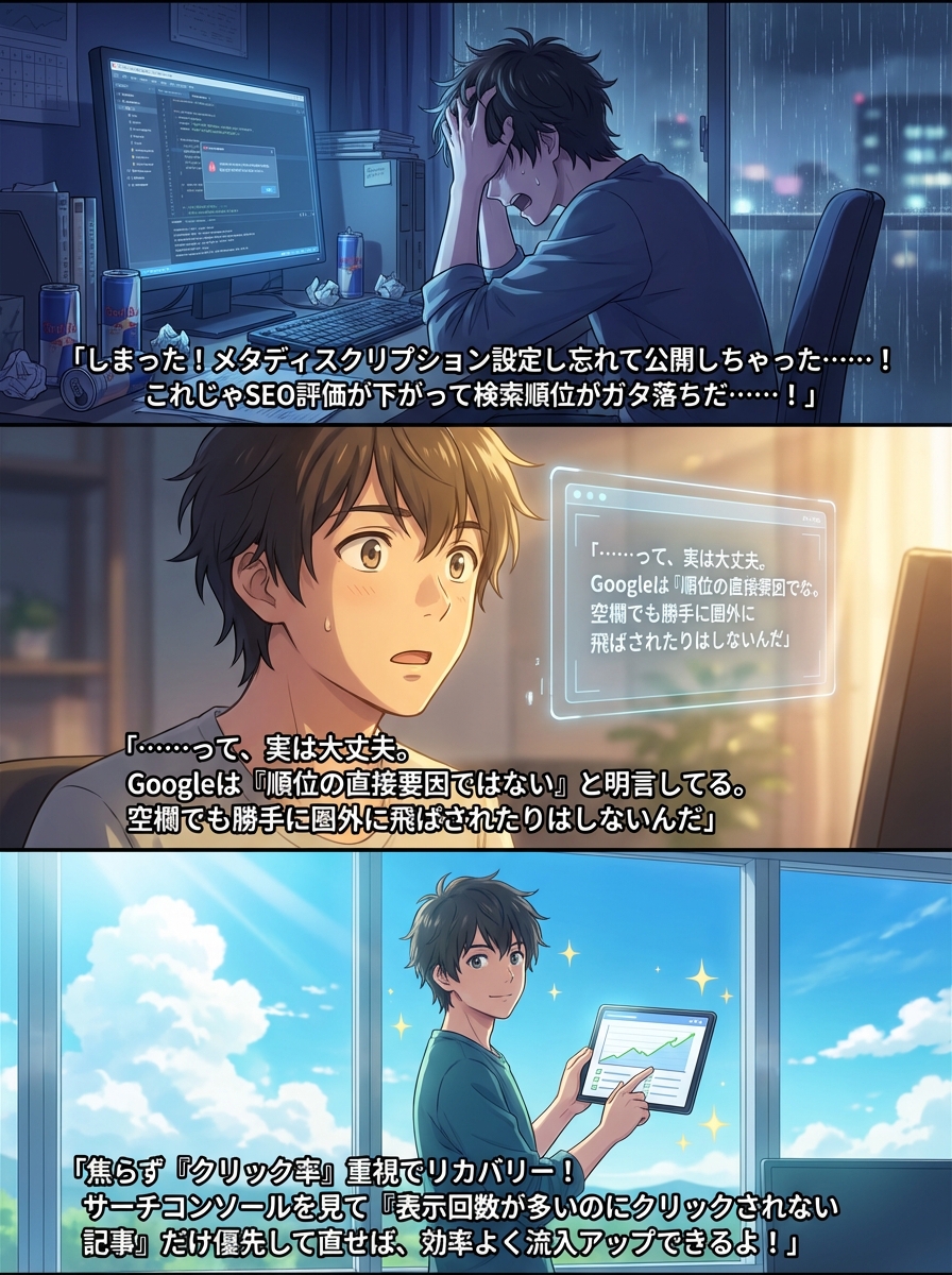 メタディスクリプションを設定し忘れた時の対処法｜SEOへの影響と修正の優先順位