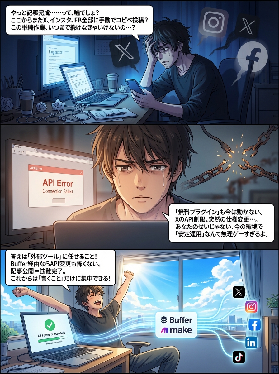 WordPressのSNS連携・自動投稿ガイド｜プラグインと外部ツールの選び方