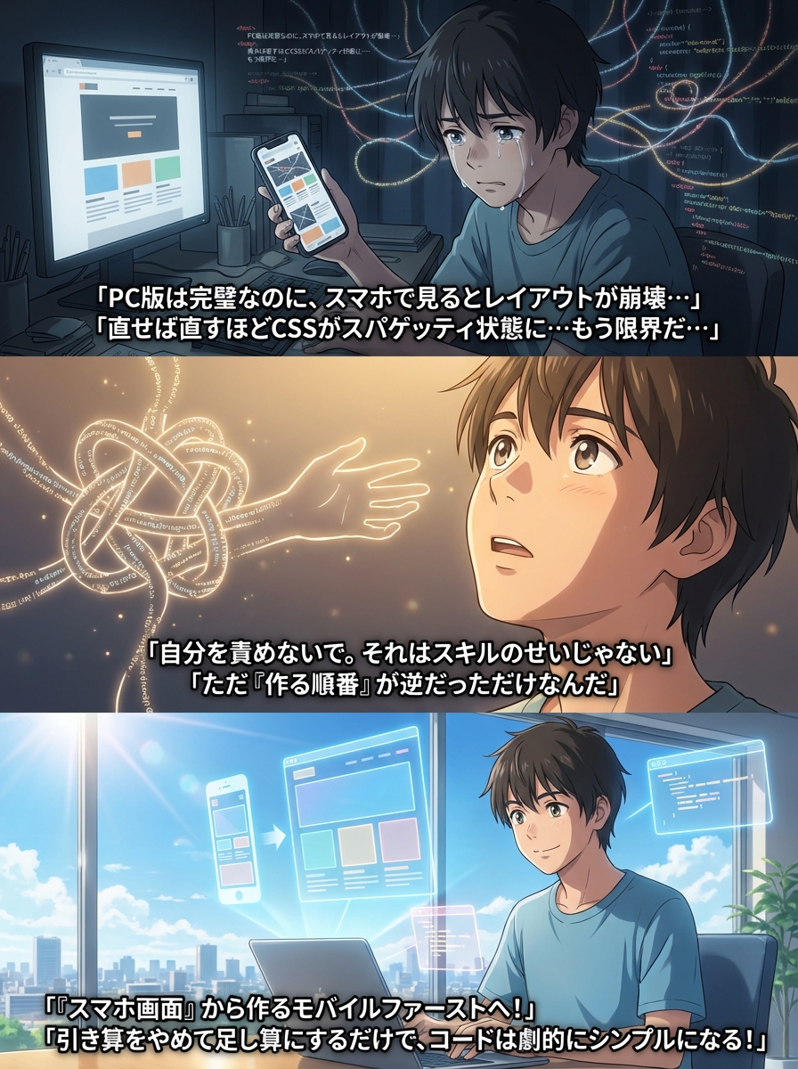 レスポンシブ対応の自作は難しい？挫折を避けるコツと最短で実装する3ステップ