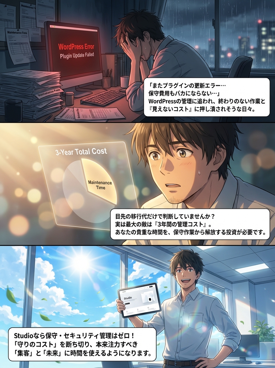 StudioへのWordPress移行費用はいくら？相場と失敗を防ぐコストの考え方