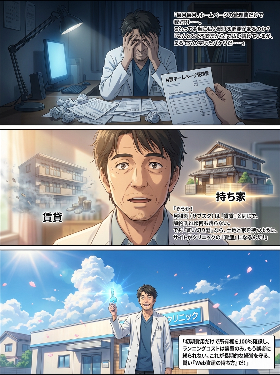 医院ホームページ制作の「買い切り型」は本当にお得？月額制との違いと失敗しない選び方を徹底解説