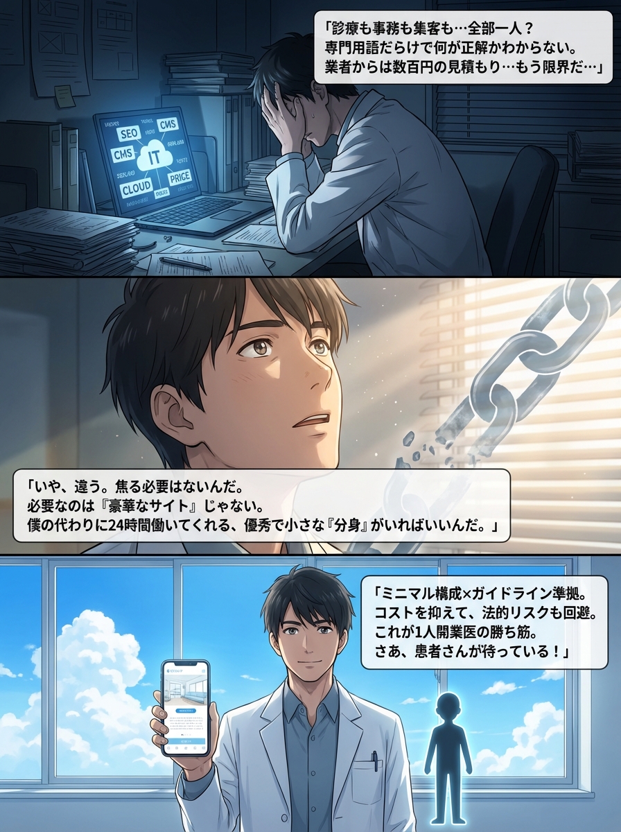 1人開業医のためのホームページ制作ガイド｜失敗しない外注・自作の判断基準と集患の急所