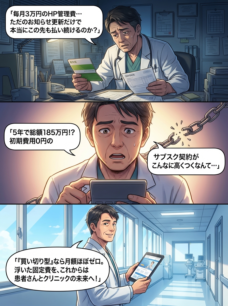 内科クリニックのホームページ制作｜月額費用なしで「買い切り」にする方法と失敗しない業者選び