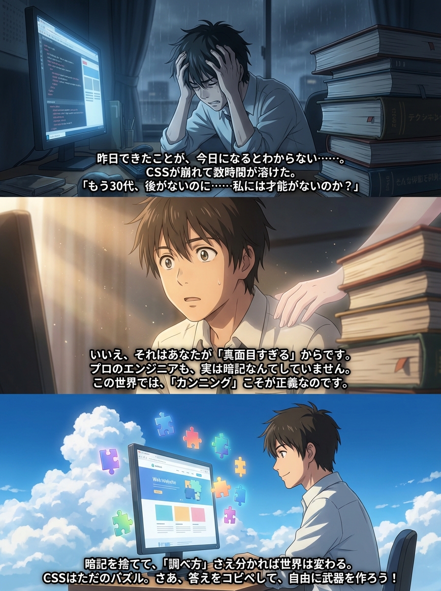 HTML/CSSで挫折する人の共通点と克服法｜暗記を捨てれば道が開ける理由