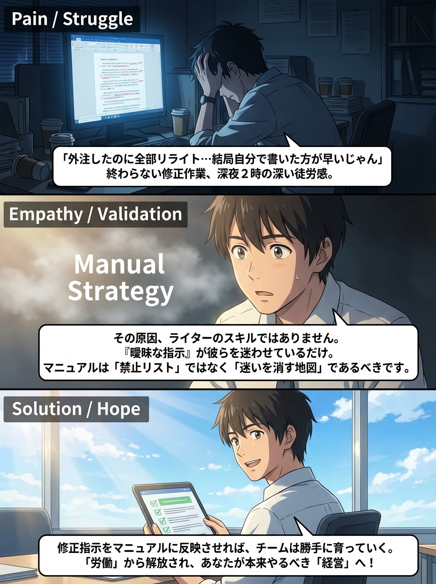 Webライター外注マニュアルの作り方｜品質が安定し修正が激減する構成案とテンプレート