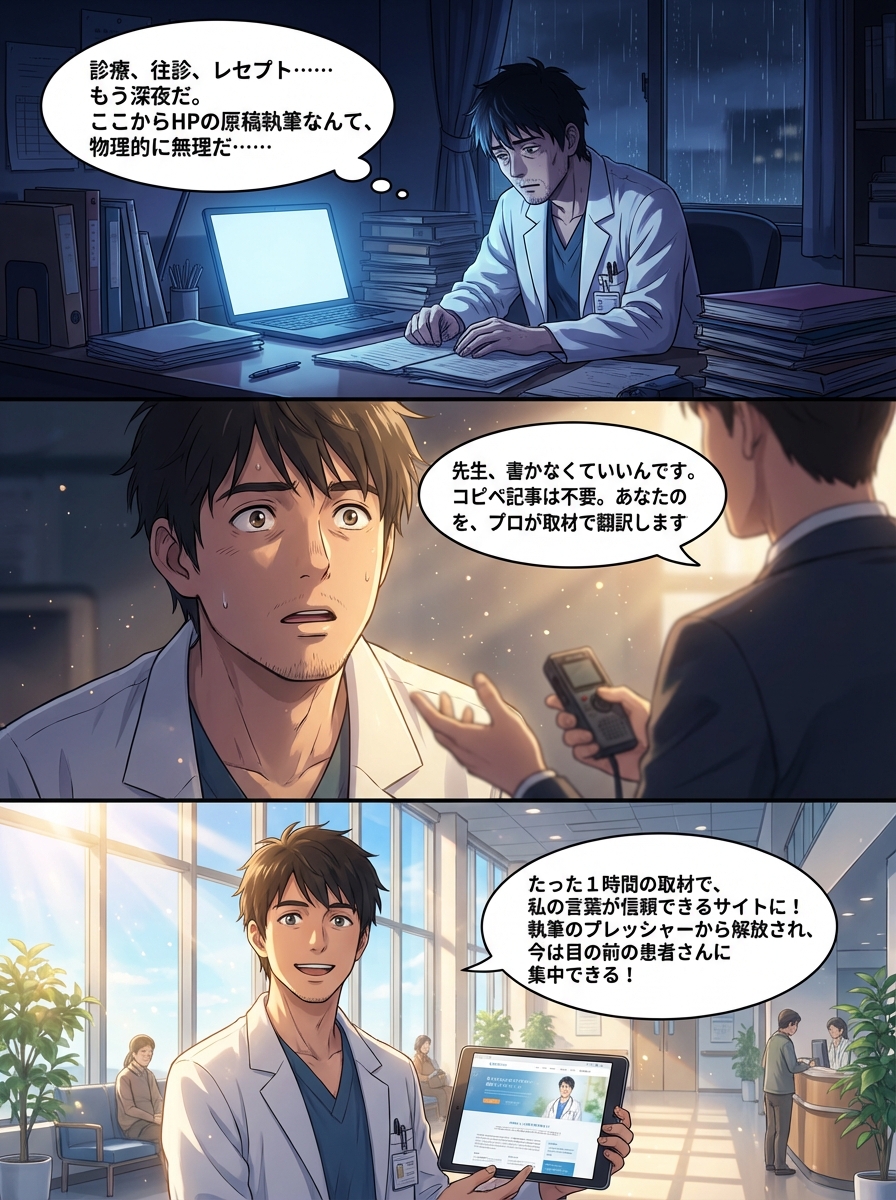 内科クリニックのホームページ制作を『原稿不要』で成功させる方法｜多忙な院長が選ぶべき賢い選択肢