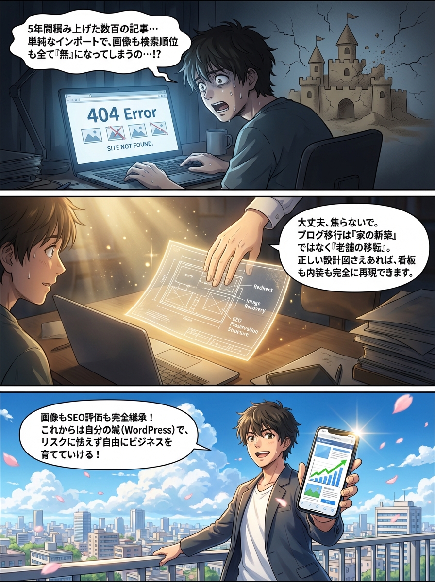 FC2ブログからWordPressへの移行手順｜SEO評価を引き継ぎ画像トラブルを防ぐ完全ガイド