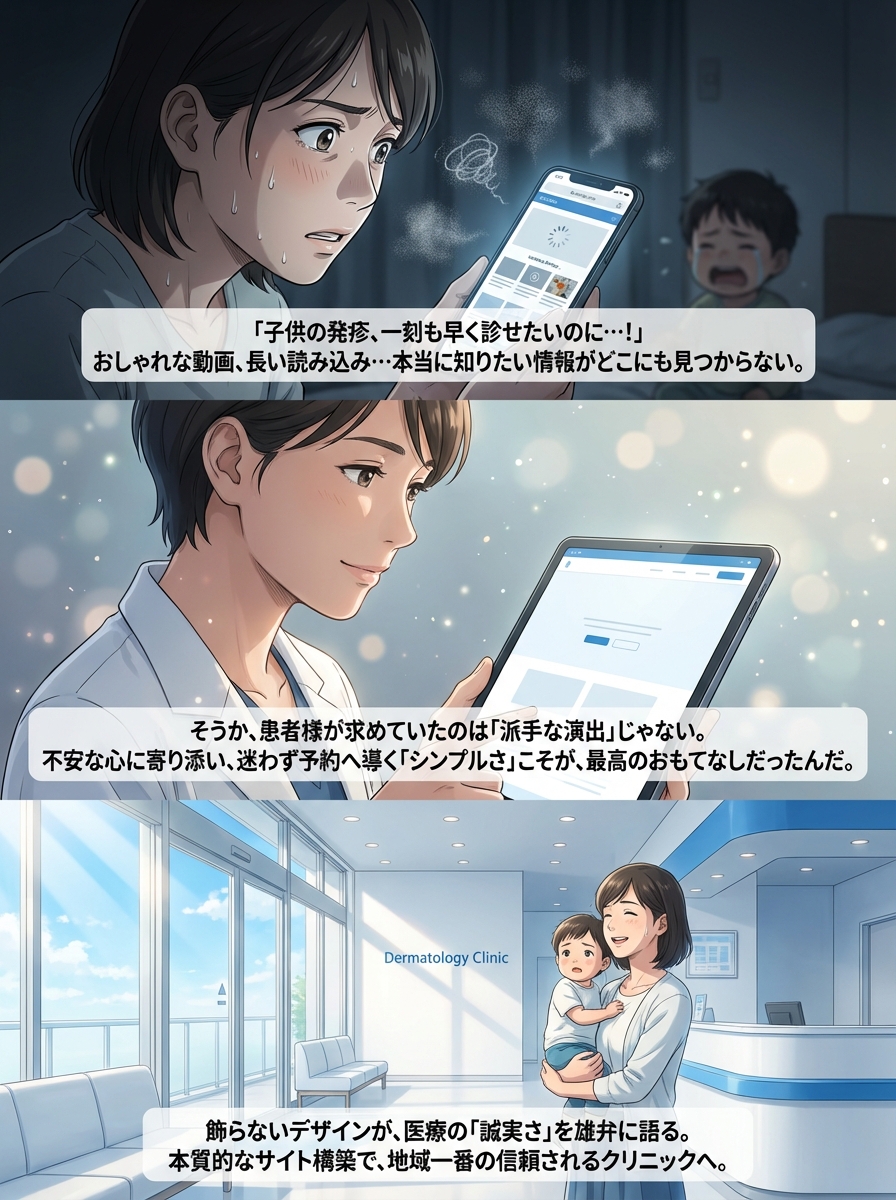 皮膚科クリニックのホームページ制作は「シンプル」が正解｜信頼と集患を両立するデザイン術