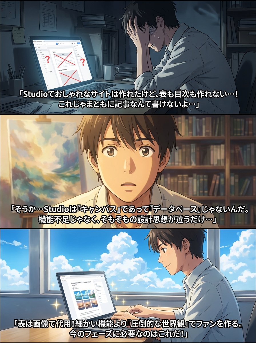 Studioのブログ機能は不足？できないこと一覧と代替案、WordPressへの移行基準を徹底解説