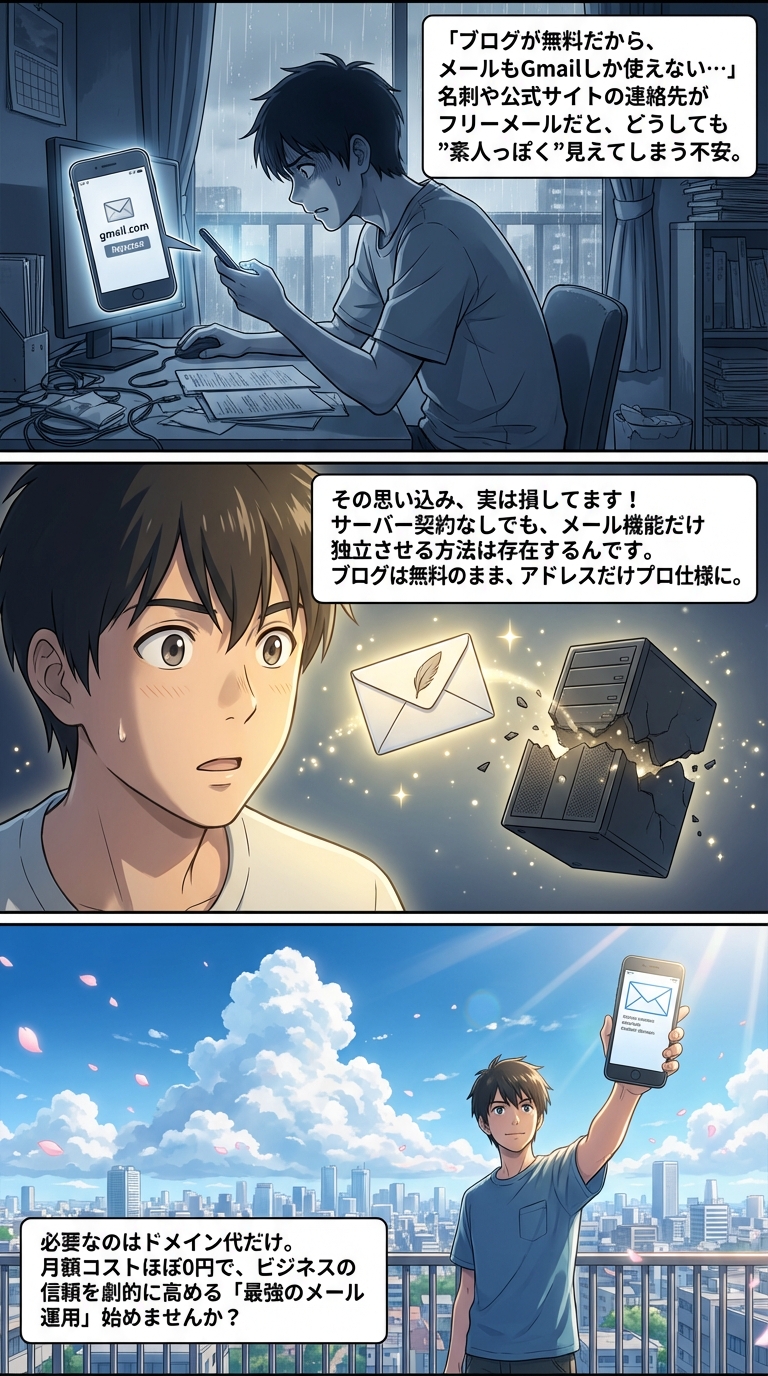独自ドメインのメールアドレスを無料ブログで使う方法｜費用を抑えて信頼を得る手順