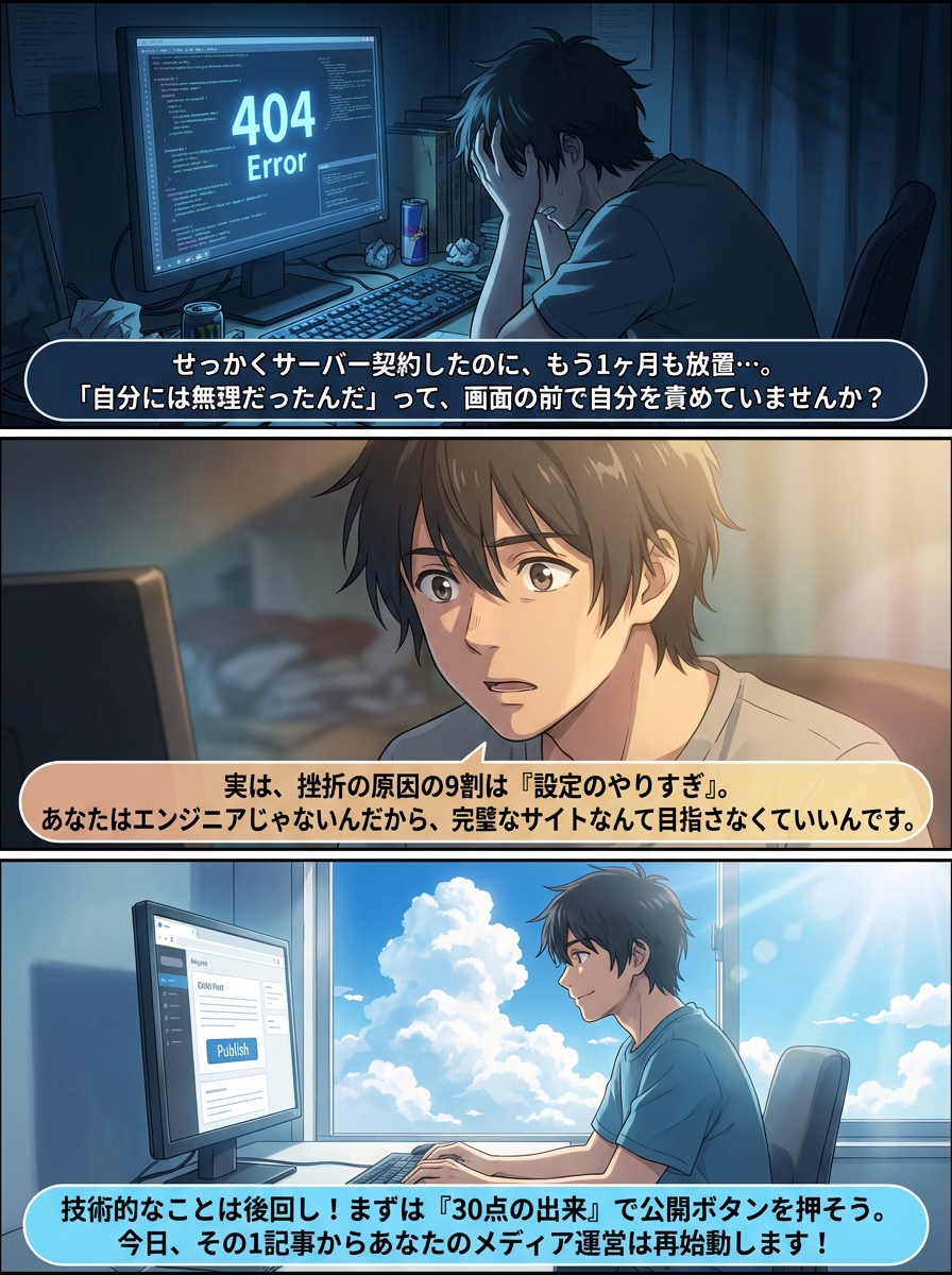 WordPressで挫折する本当の理由とは？「完璧主義」を捨てて今日から再スタートする最短ルート