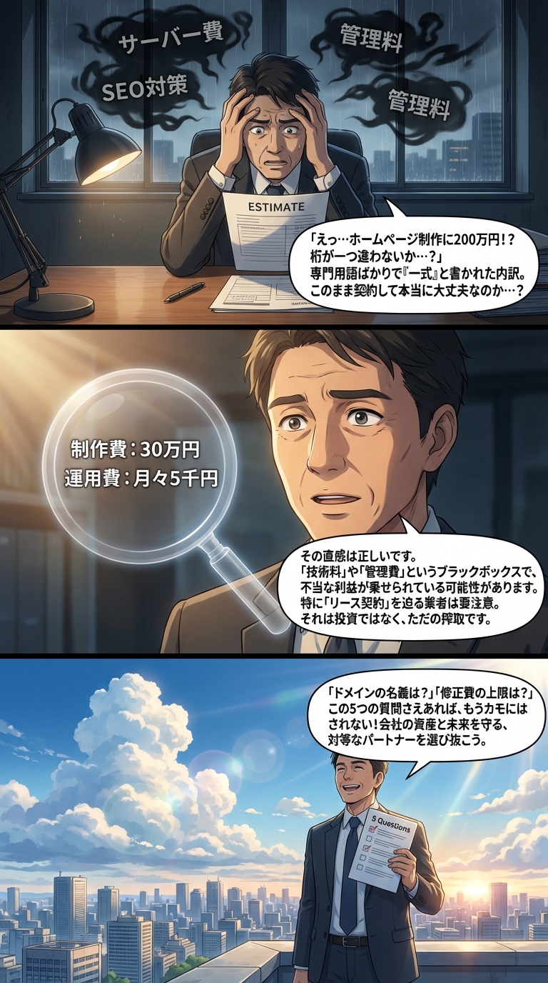 Web制作のぼったくり事例と回避策｜怪しい見積書を見抜くチェックリスト