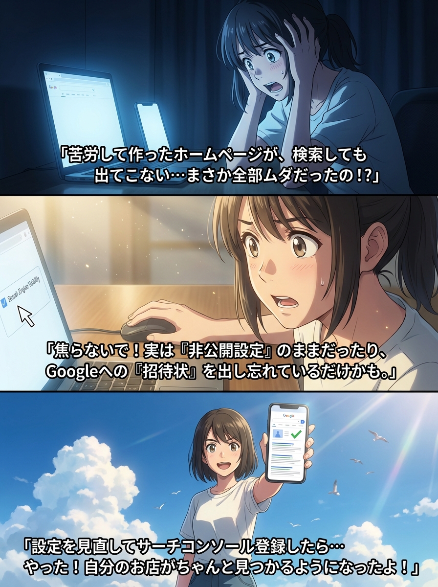 自作ホームページが検索に出ない原因と解決策｜初心者でもできる5ステップの確認手順