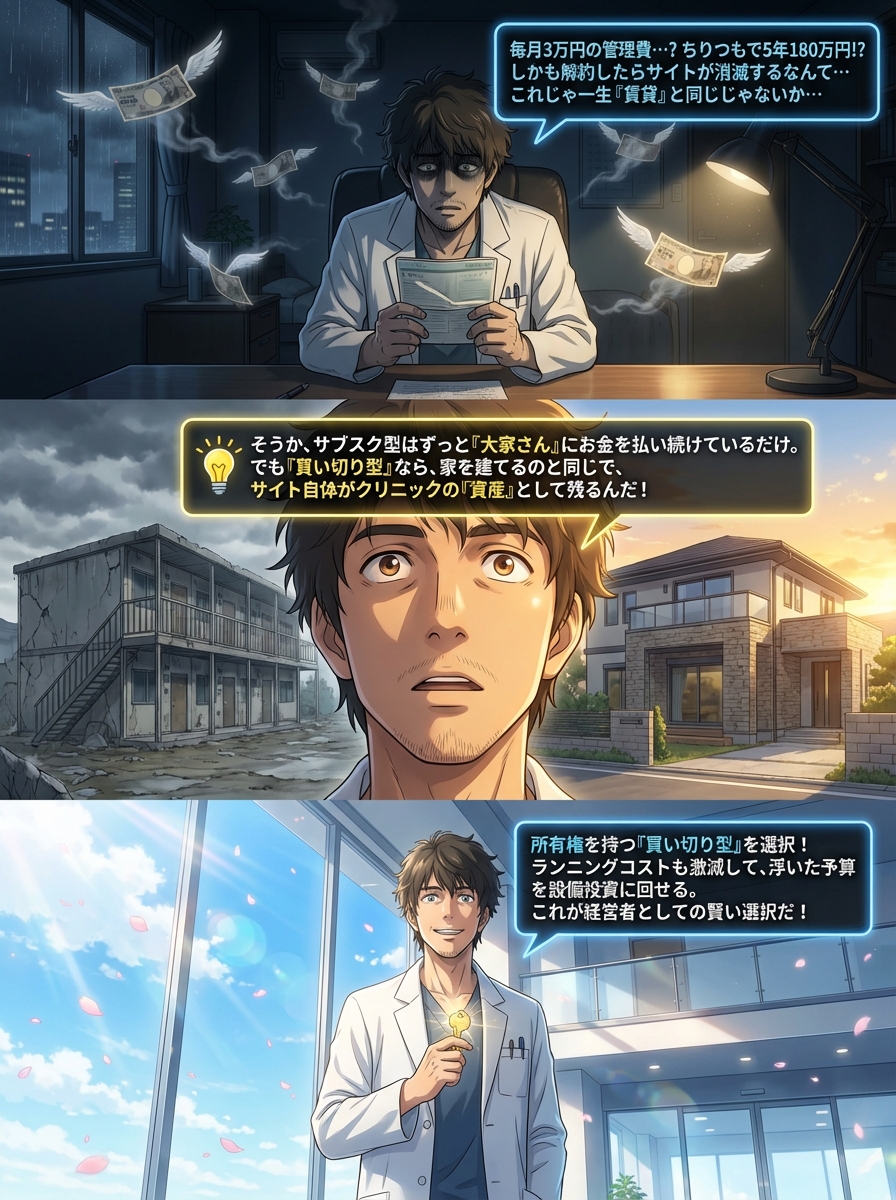 クリニックのホームページ制作を「買い切り型」にするメリット・デメリット｜サブスク型との比較と注意点