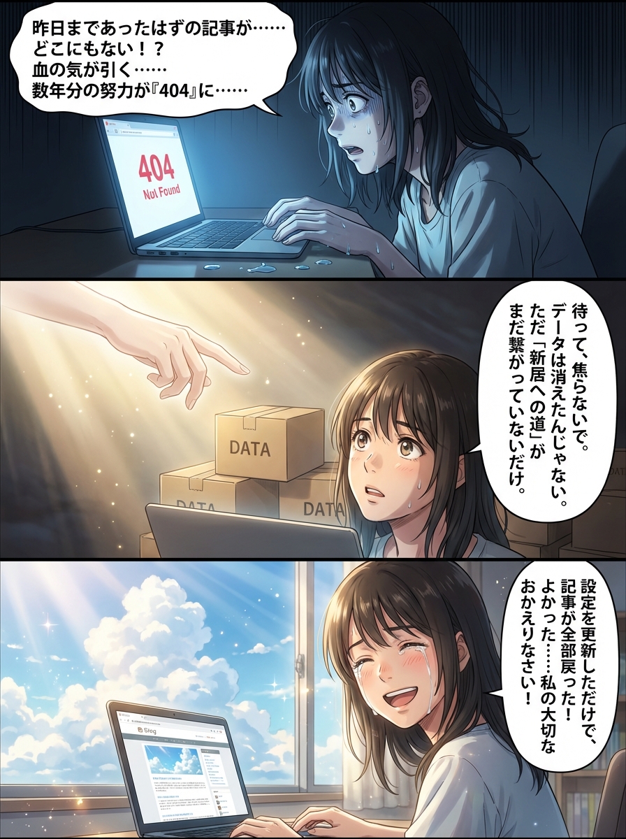 サイト引っ越しで記事が消えた!?絶望する前に確認すべき原因と復旧への全手順