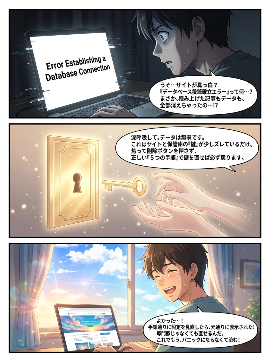 データベース接続確立エラーの直し方|焦らず復旧するための5ステップ