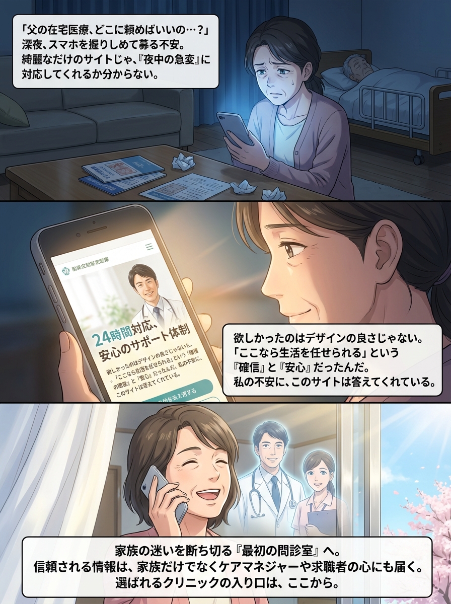 在宅医療クリニックのホームページ制作｜患者家族の信頼を勝ち取り地域に選ばれる設計の極意