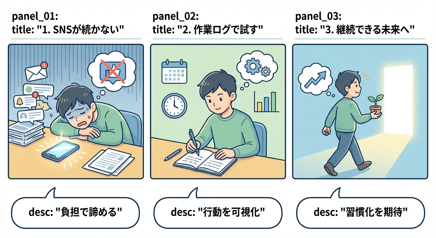 SNSやブログを続けられないから、行った作業を記録するコンセプトで継続できるか試してみることにした。