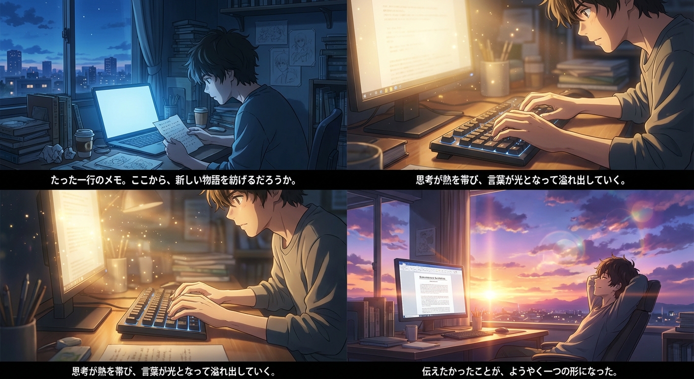 仕事一行メモから、記事作成をスタート！