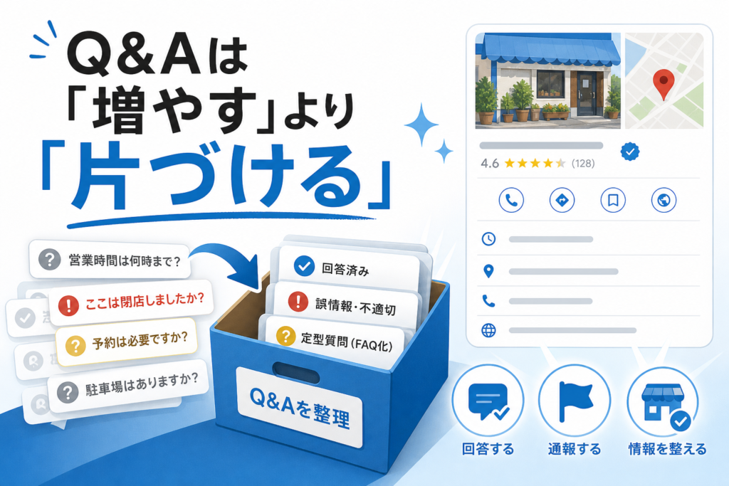 GoogleビジネスプロフィールのQ&Aを整理して運用するイメージ